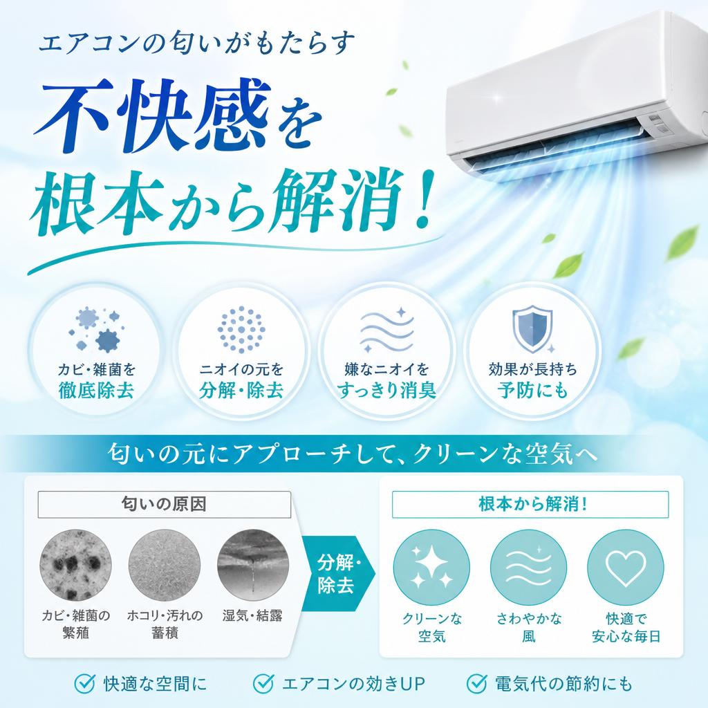 エアコンの匂いがもたらす不快感を根本から解消！