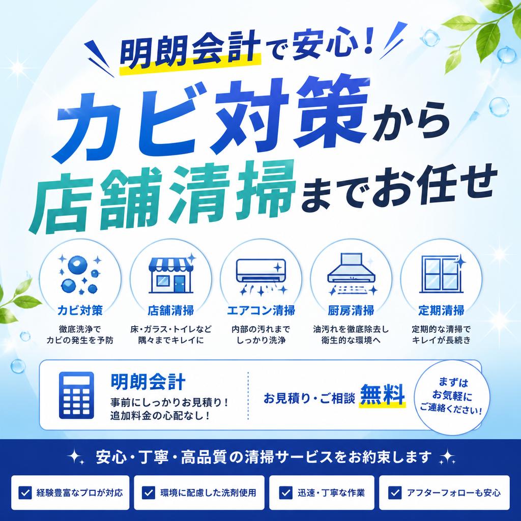 明朗会計で安心！カビ対策から店舗清掃までお任せ