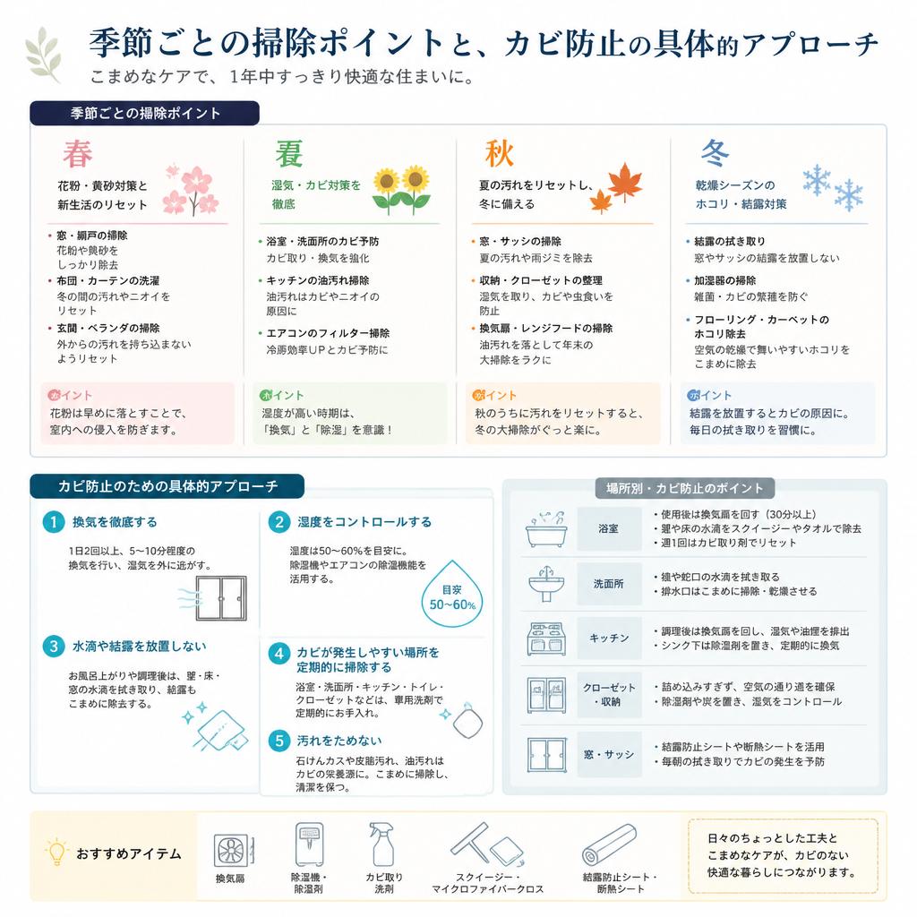 4. 季節の掃除でカビを寄せ付けない！