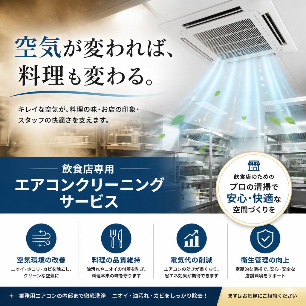 空気が変われば、料理も変わる。飲食店専用エアコンクリーニングサービス