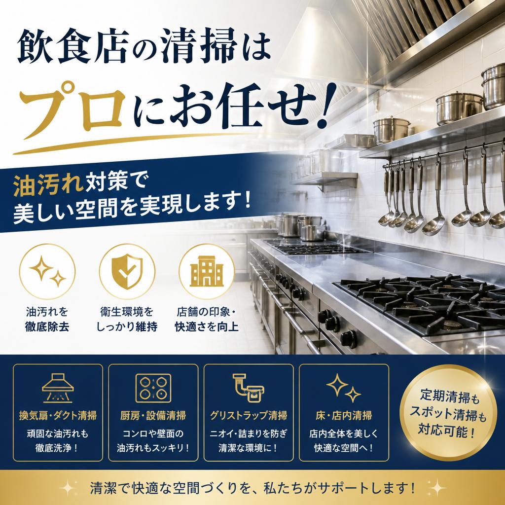 飲食店の清掃はプロにお任せ！油汚れ対策で美しい空間を実現します！