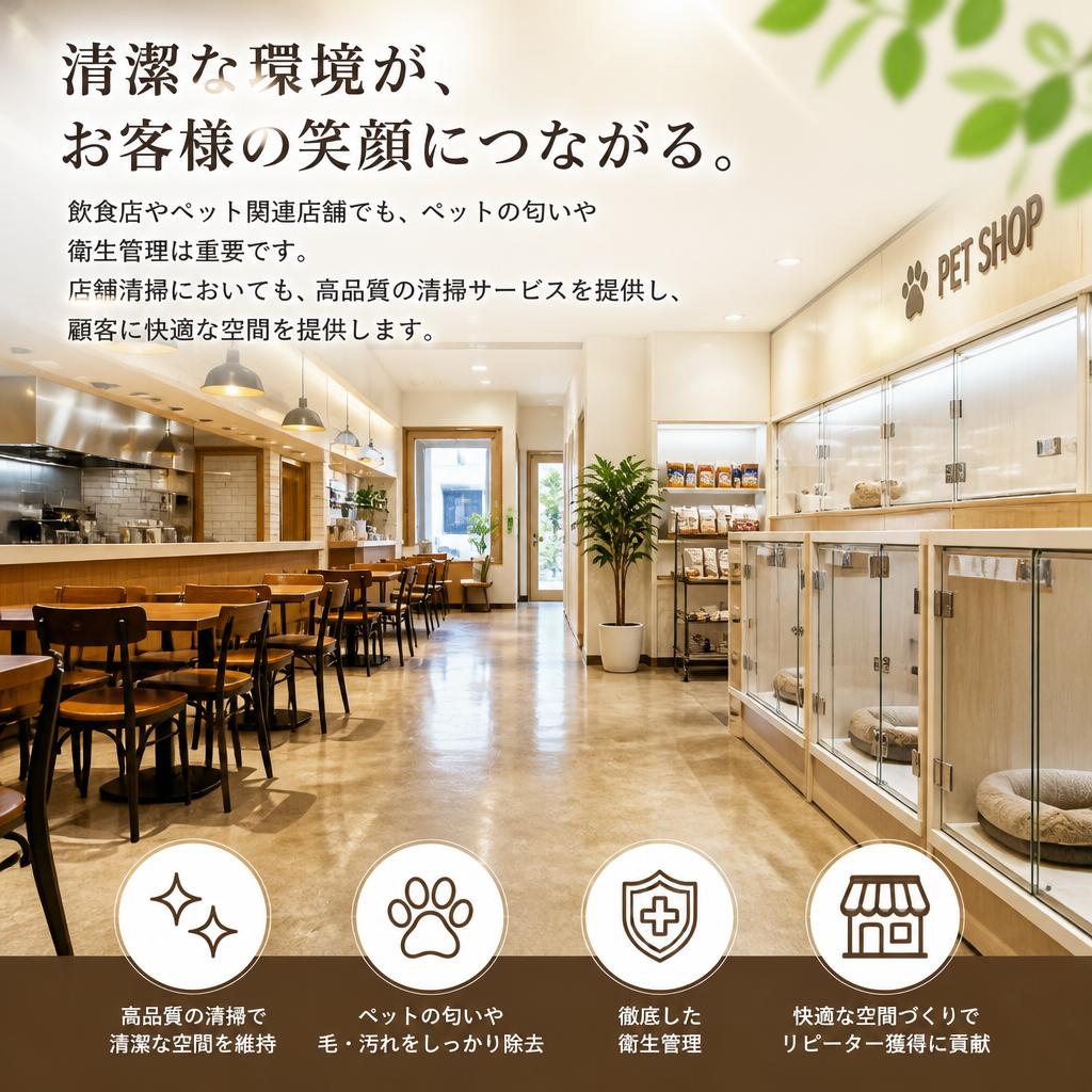 店舗清掃もお任せ！
