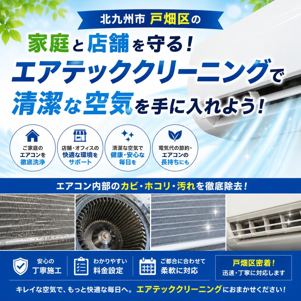 北九州市戸畑区の家庭と店舗を守る！エアテッククリーニングで清潔な空気を手に入れよう！