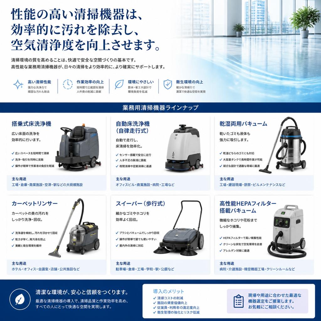 2. 最新の清掃機器がオフィス環境を変える