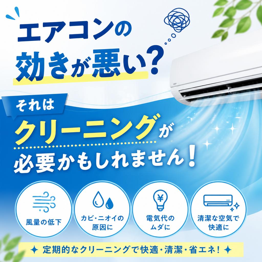 エアコンの効きが悪い？それはクリーニングが必要かもしれません！