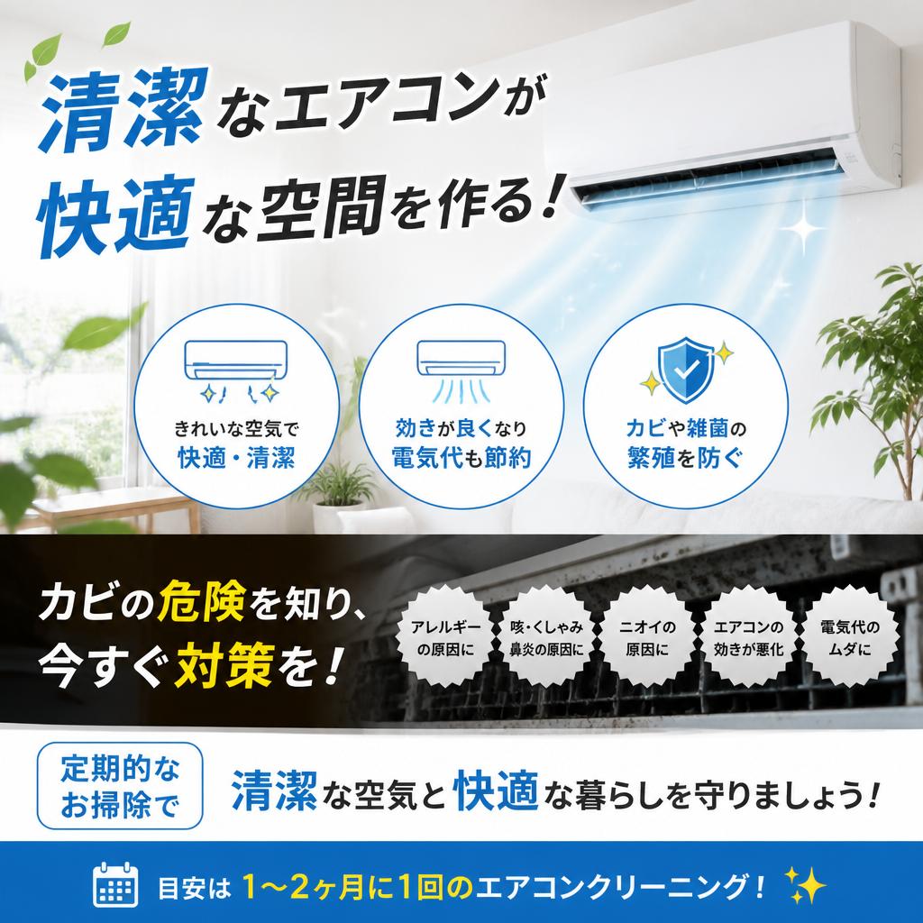 清潔なエアコンが快適な空間を作る！カビの危険を知り、今すぐ対策を！