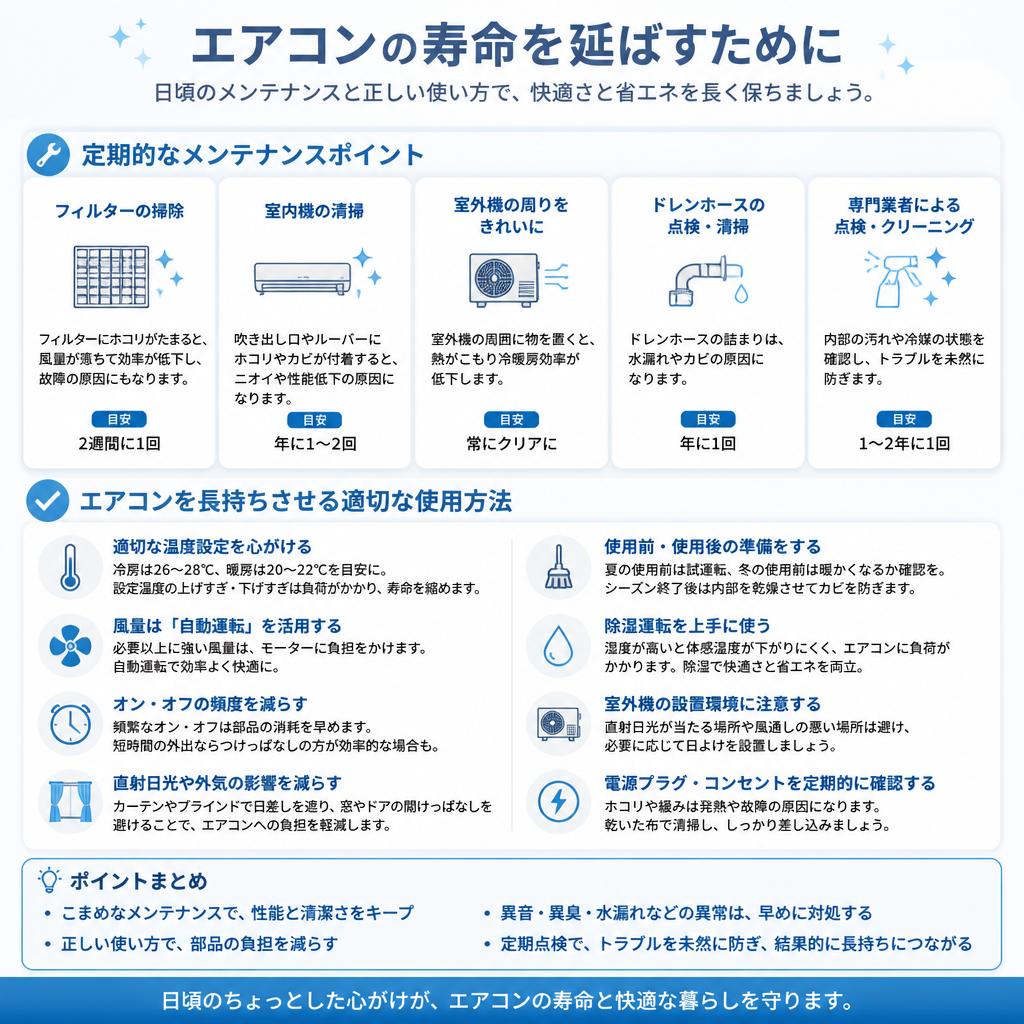 エアコンの寿命を延ばすポイント