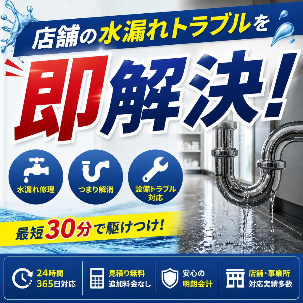店舗の水漏れトラブルを即解決！